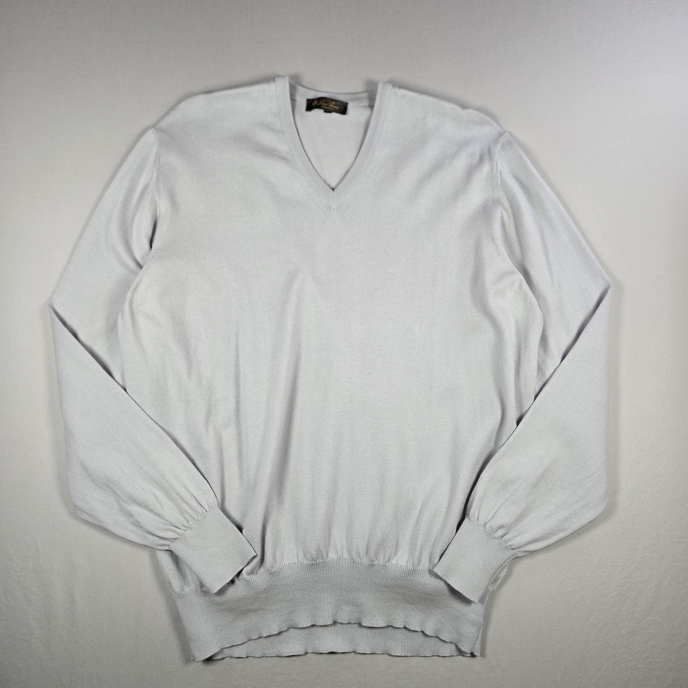 Loro Piana Men's Size 58 | 100% Cotton V-Neck Sweater | Made in Italy EUC XXL